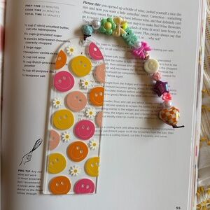Colorful Smiley Face Bookmark with Beaded Charm